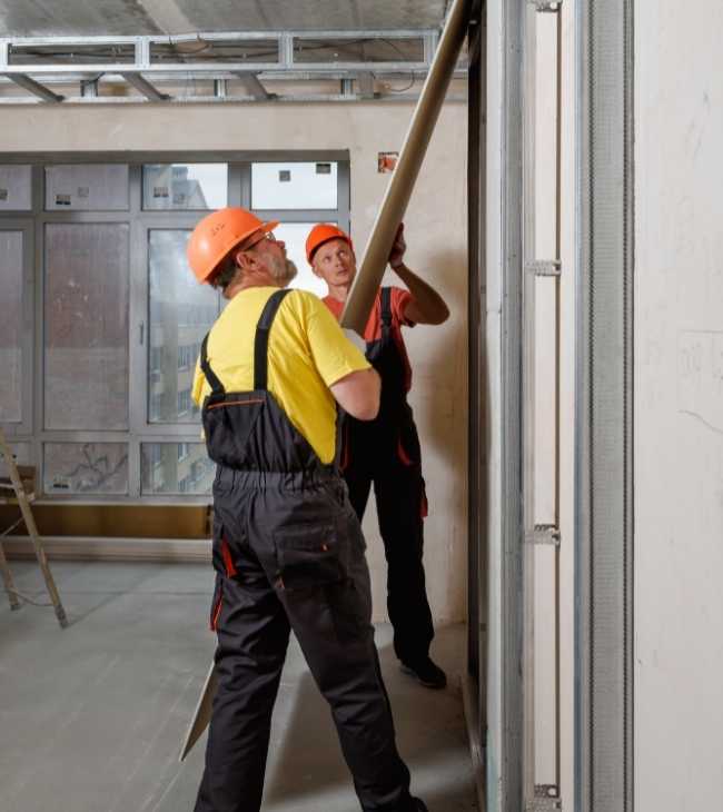 Professionals Installing Gypsum Drywall